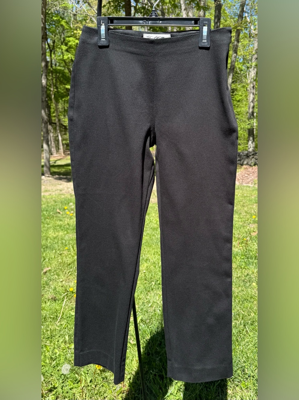 Brooks Brothers Black Cropped piqué diamond-weave texture Ankle Pants 25” length